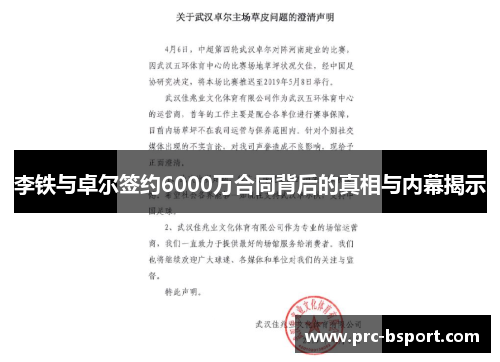 李铁与卓尔签约6000万合同背后的真相与内幕揭示